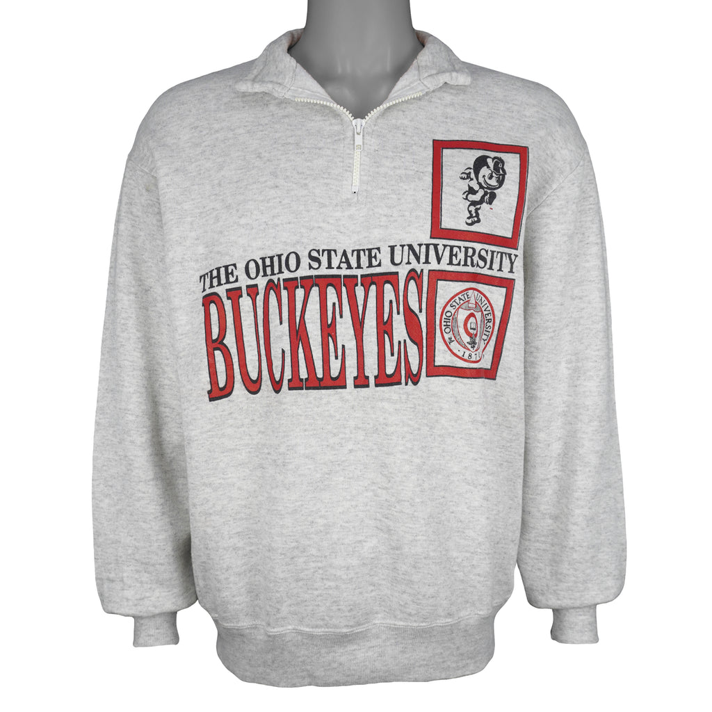 NCAA (Wolf) - The Ohio State Buckeyes 1/4 Zip Sweatshirt 1990s Large Vintage Retro