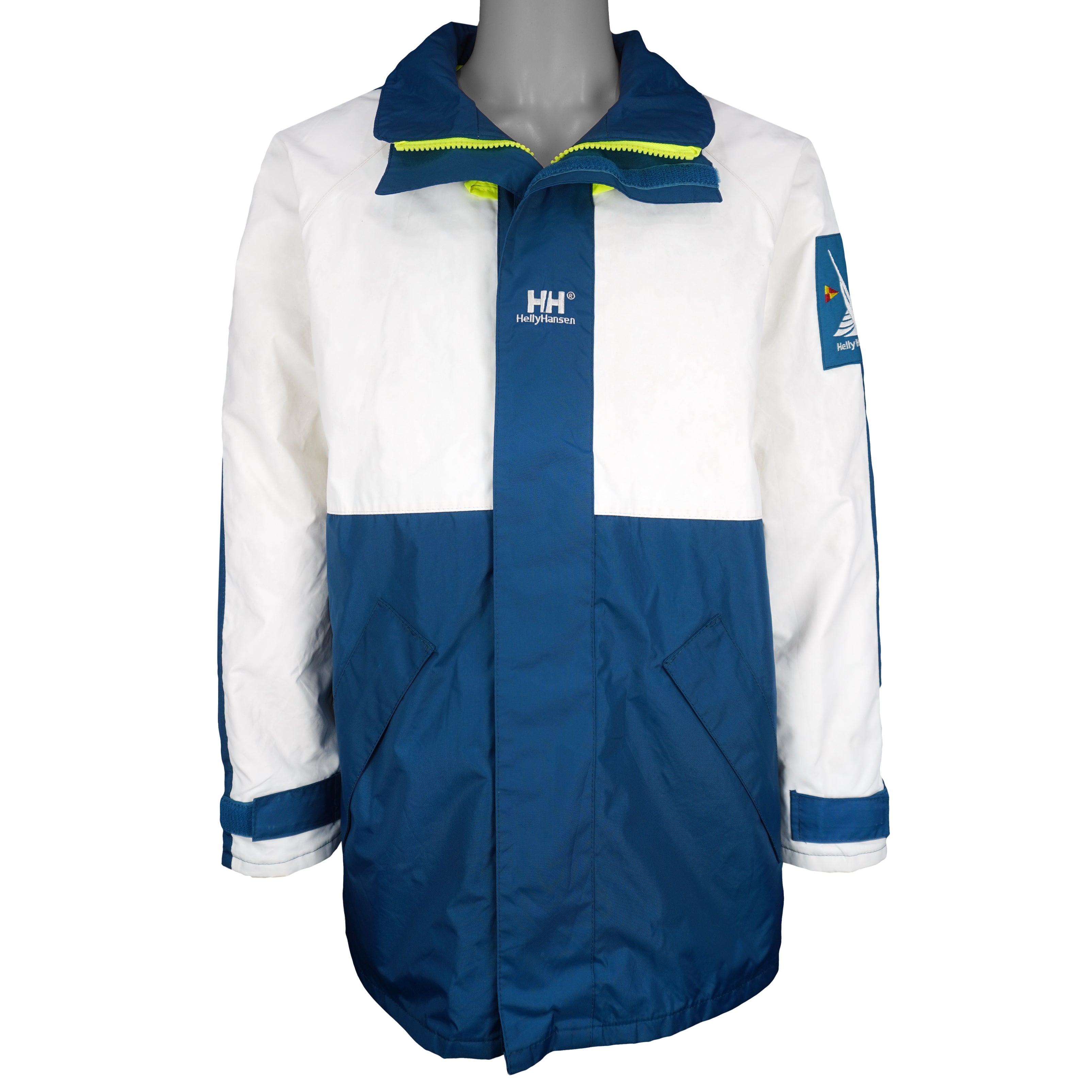 Helly Hansen - Blue & White Big Logo Jacket 1990s X-Large Vintage Retro
