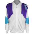 Adidas - White, Purple & Blue Colorblock Track Jacket 1990s Large Vintage Retro
