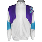 Adidas - White, Purple & Blue Colorblock Track Jacket 1990s Large Vintage Retro