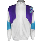 Adidas - White, Purple & Blue Colorblock Track Jacket 1990s Large Vintage Retro