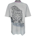 Vintage (Harlequin) - Snow Leopard Roll Ups Sleeves T-Shirt 1992 Large Vintage Retro