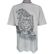 Vintage (Harlequin) - Snow Leopard Roll Ups Sleeves T-Shirt 1992 Large Vintage Retro