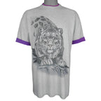 Vintage (Harlequin) - Snow Leopard Roll Ups Sleeves T-Shirt 1992 Large Vintage Retro