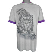 Vintage (Harlequin) - Snow Leopard Roll Ups Sleeves T-Shirt 1992 Large Vintage Retro