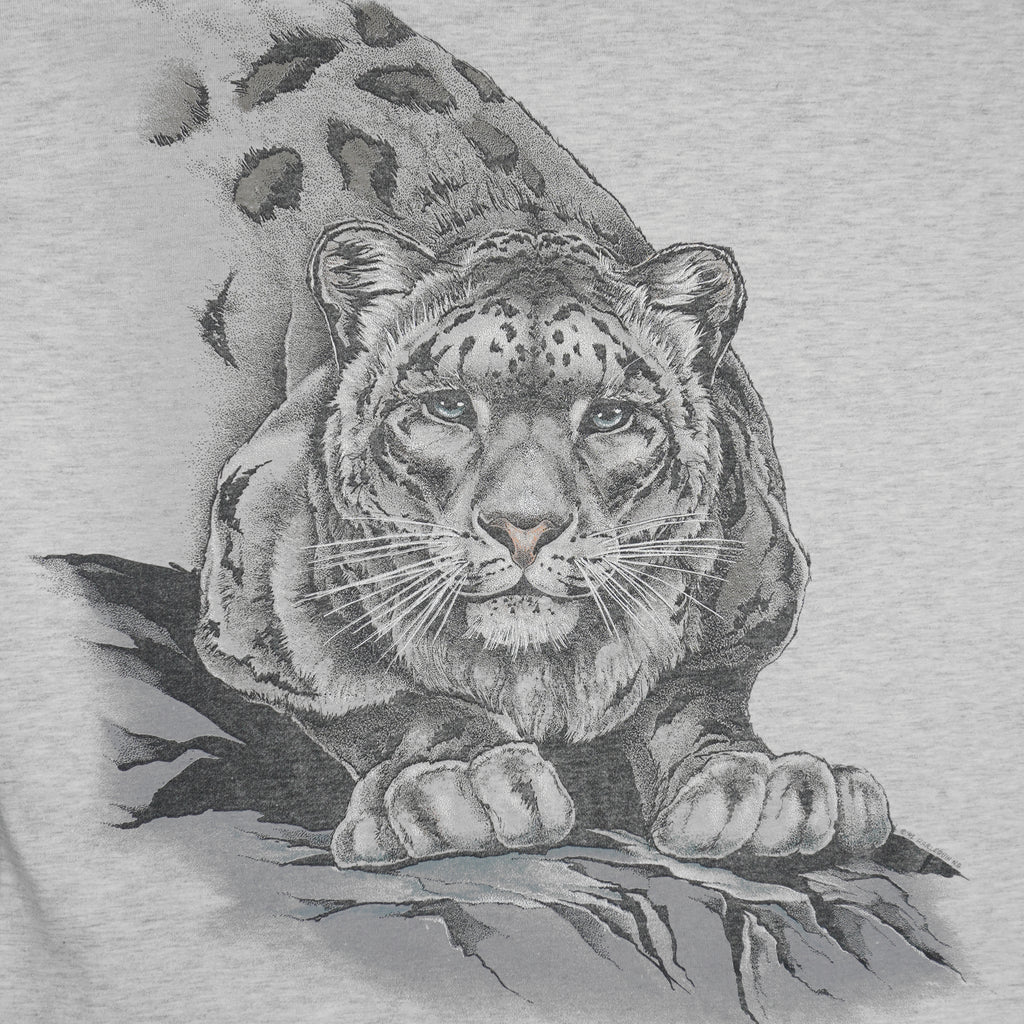 Vintage (Harlequin) - Snow Leopard Roll Ups Sleeves T-Shirt 1992 Large Vintage Retro