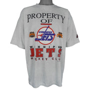 NHL (Softwear) - Property Of Winnipeg Jets Single Stitch T-Shirt 1992 X-Large Vintage Retro Hockey