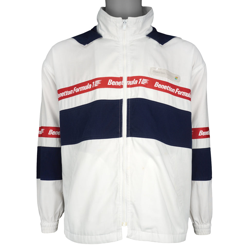 NASCAR - Benetton Formula 1 Racing Team Hooded Jacket 1990s Large Vintage Retro