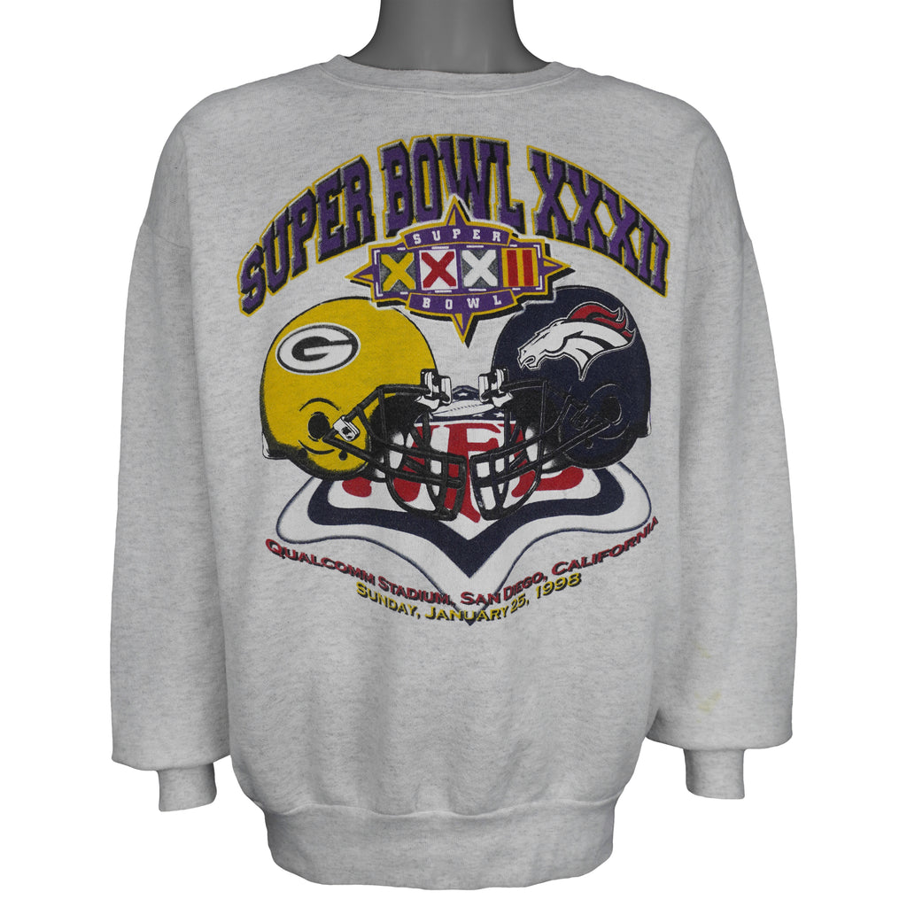 NFL (American Knitwear) - Broncos VS Packers Super Bowl Sweatshirt 1998 X-Large Vintage Retro Football