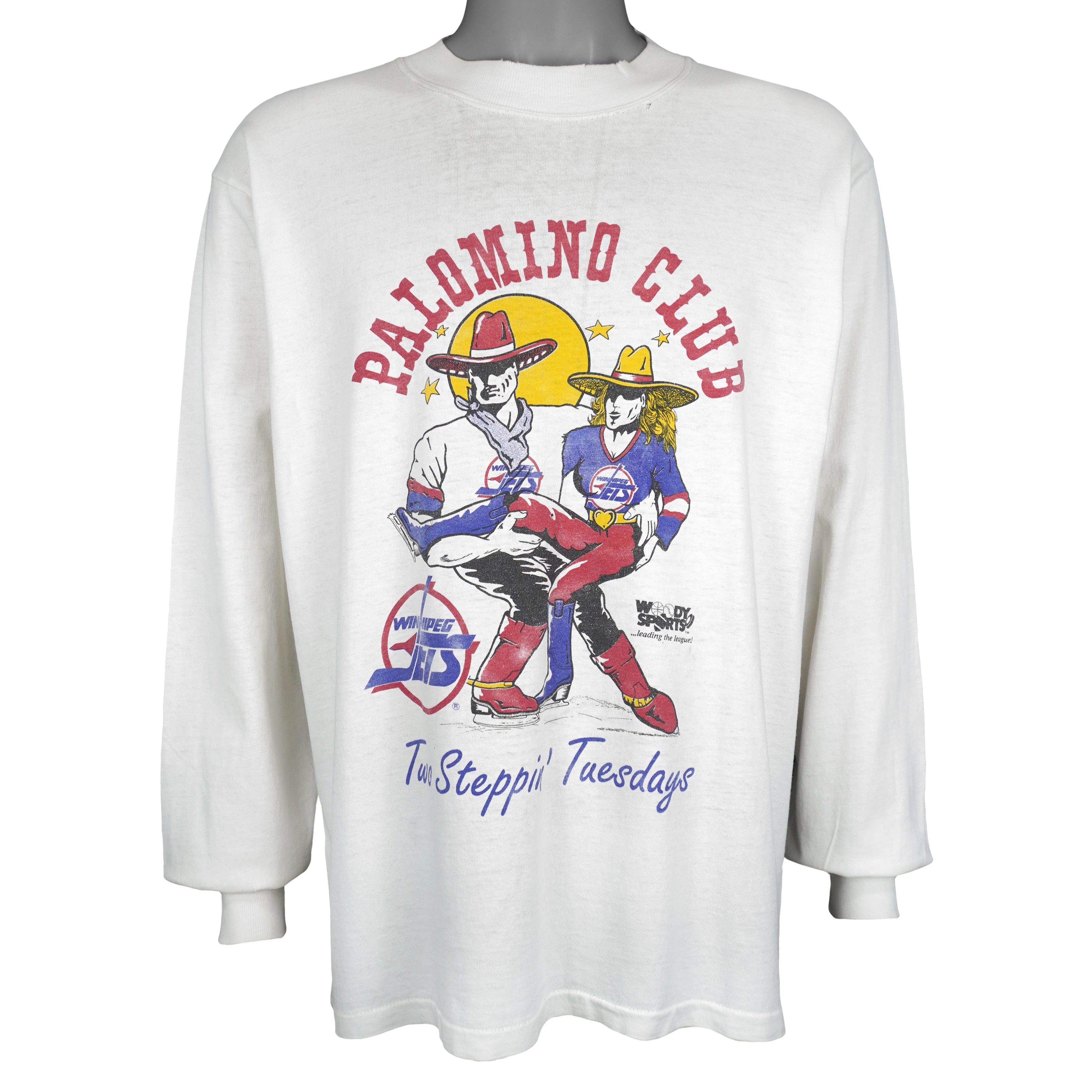 NHL (Woody Sports) - Winnipeg Jets Palomino Club Crew Neck Sweatshirt 1990s Large Vintage Retro Hockey