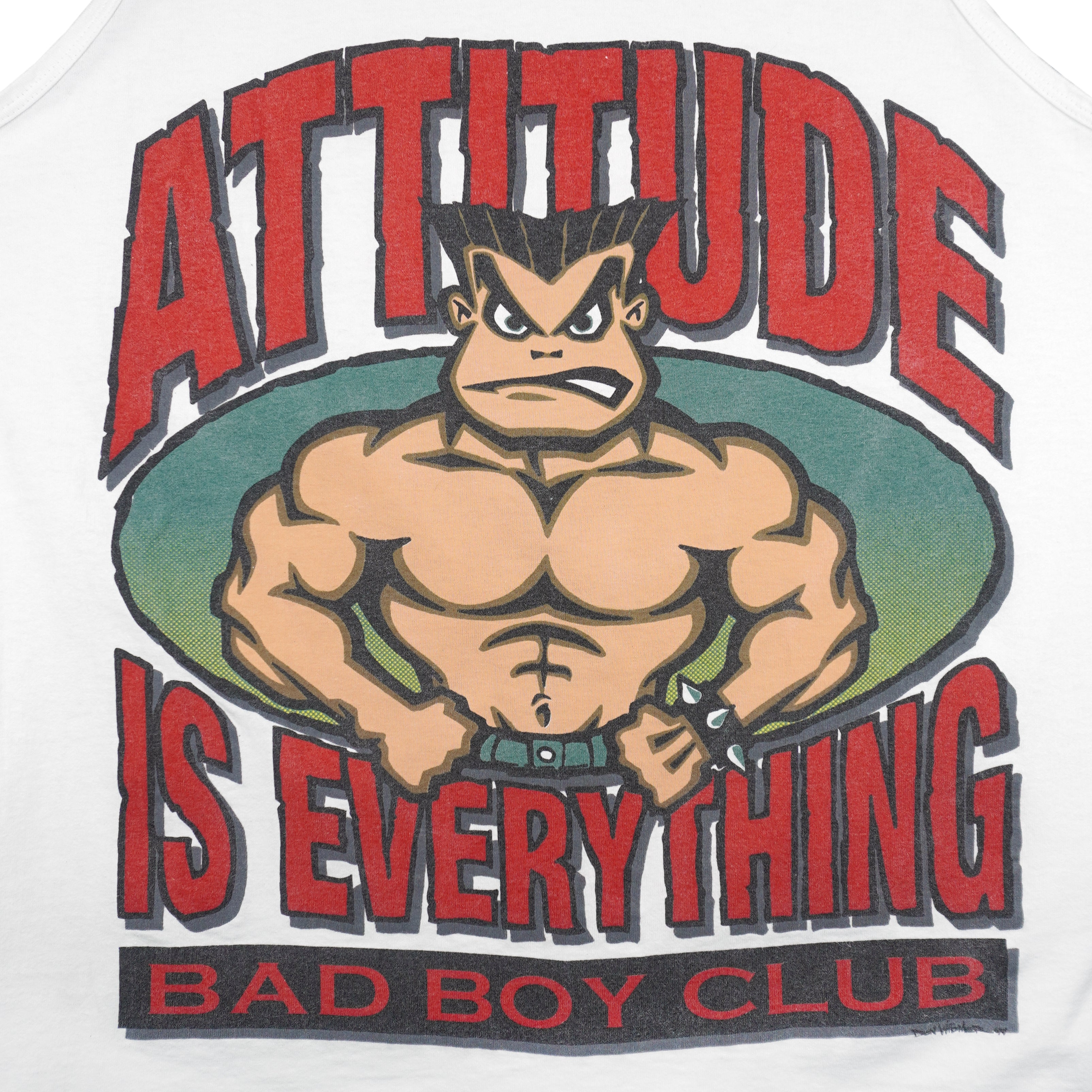 Vintage (Anvil) - Bad Boy Club Attitude Is Everything Spell-Out Sleeveless Shirt 1990s Large Vintage Retro