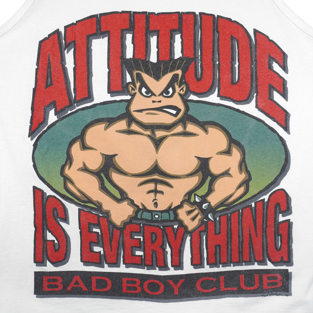 Vintage (Anvil) - Bad Boy Club Attitude Is Everything Spell-Out Sleeveless Shirt 1990s Large Vintage Retro