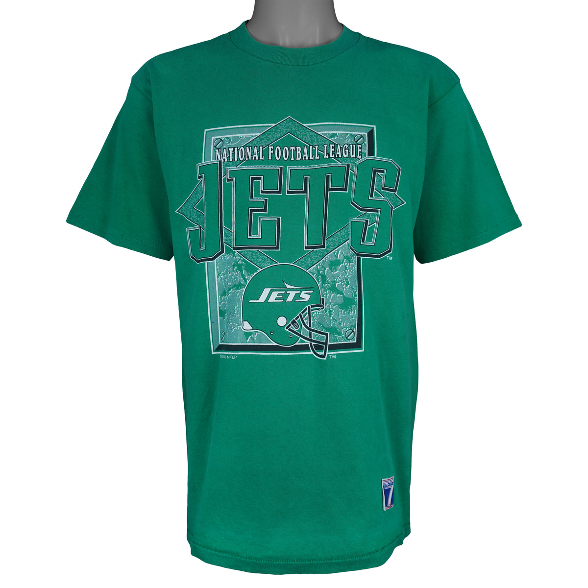 Vintage NFL (Logo 7) - New York Jets Spell-Out T-Shirt 1993 Large in green