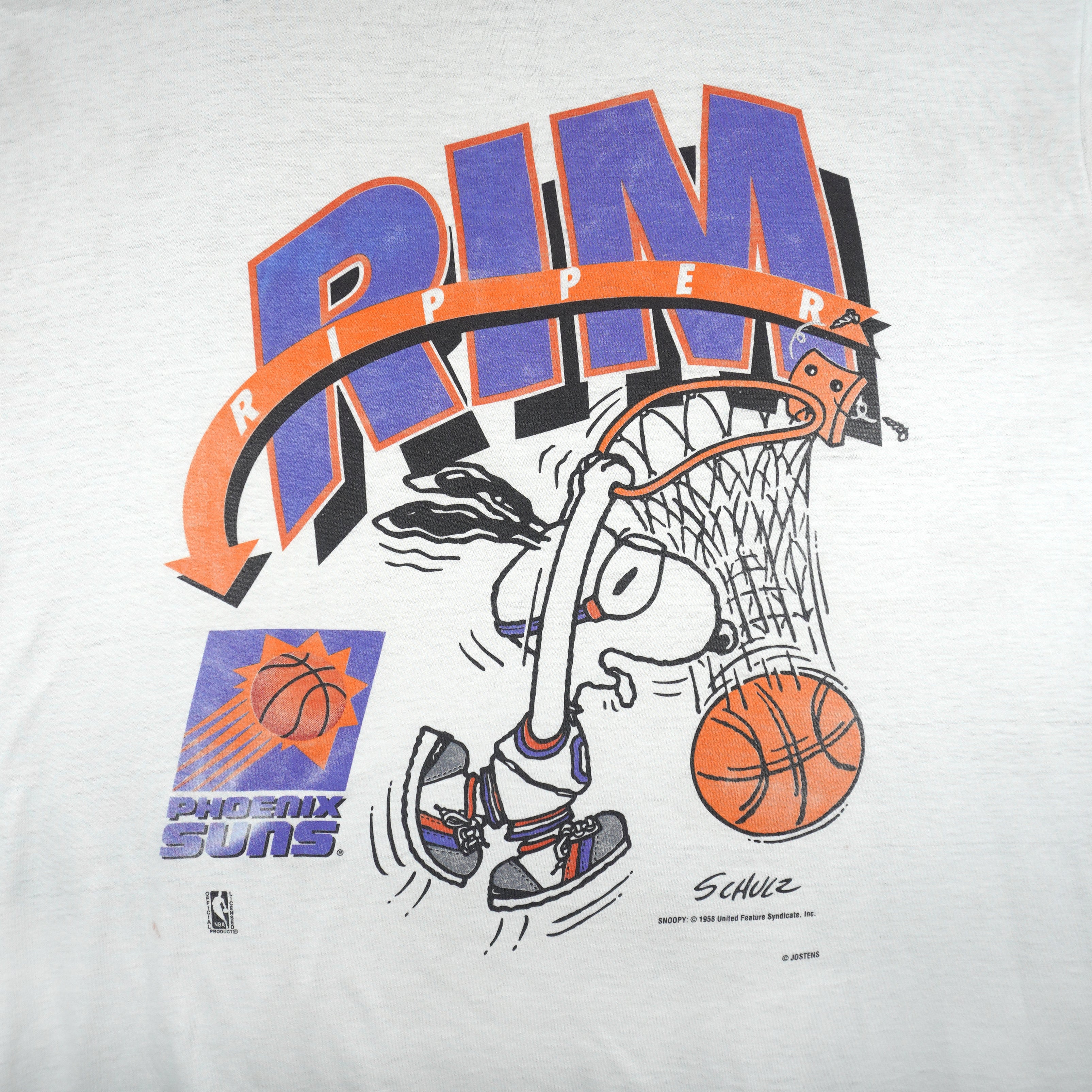 NBA (Jostens) - Phoenix Suns X Snoopy Rim Ripper T-Shirt 1990s XX-Large Vintage Retro Basketball