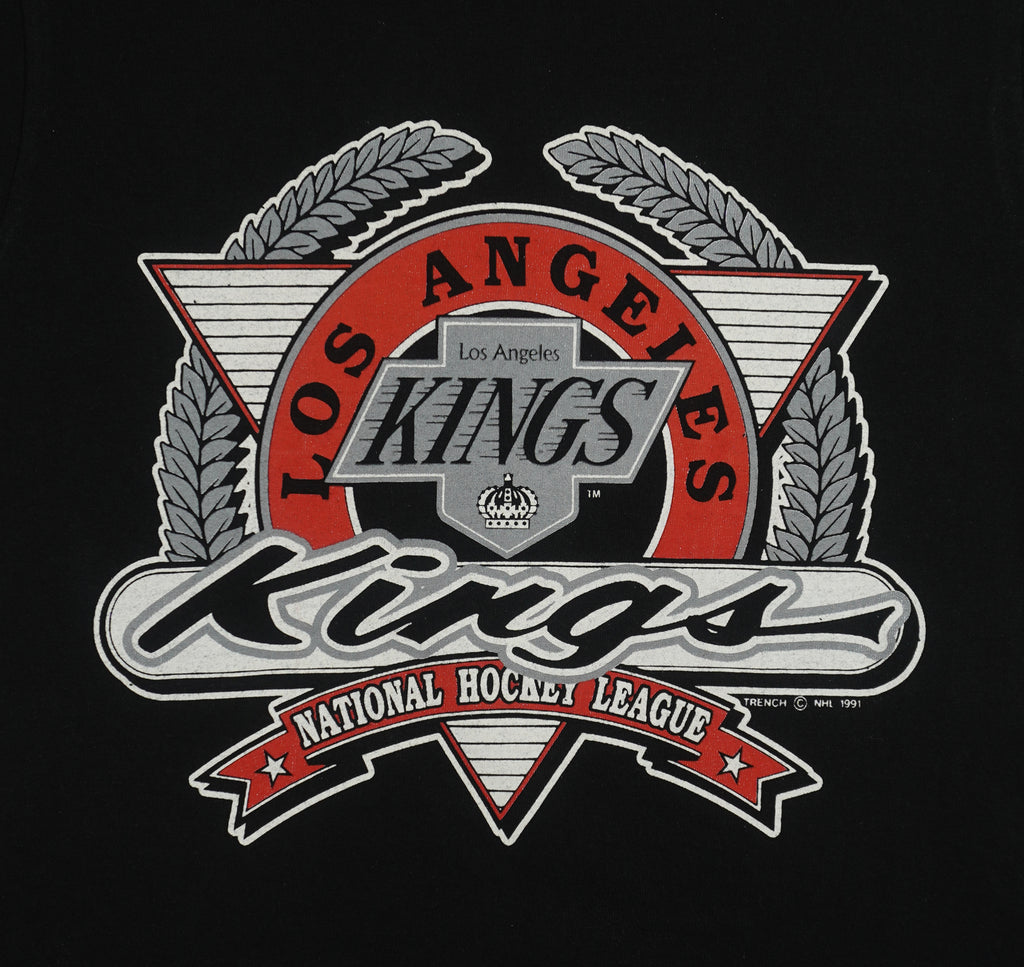 NHL (Trench) - Los Angeles Kings Single Stitch T-Shirt 1991 Medium Tall vintage Retro Hockey