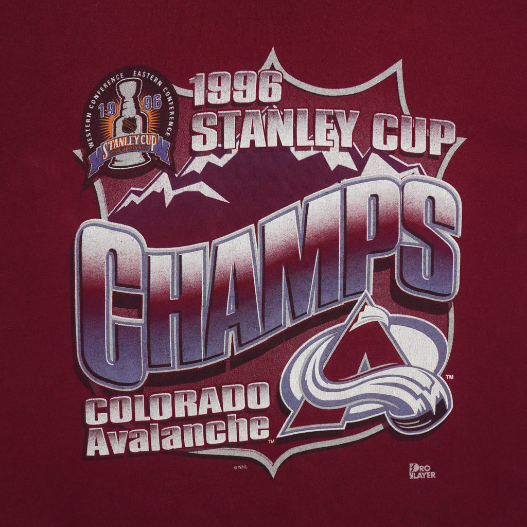 NHL (Pro Player) - Colorado Avalanche Stanley Cup Champs T-Shirt 1996 Large Vintage Retro Hockey