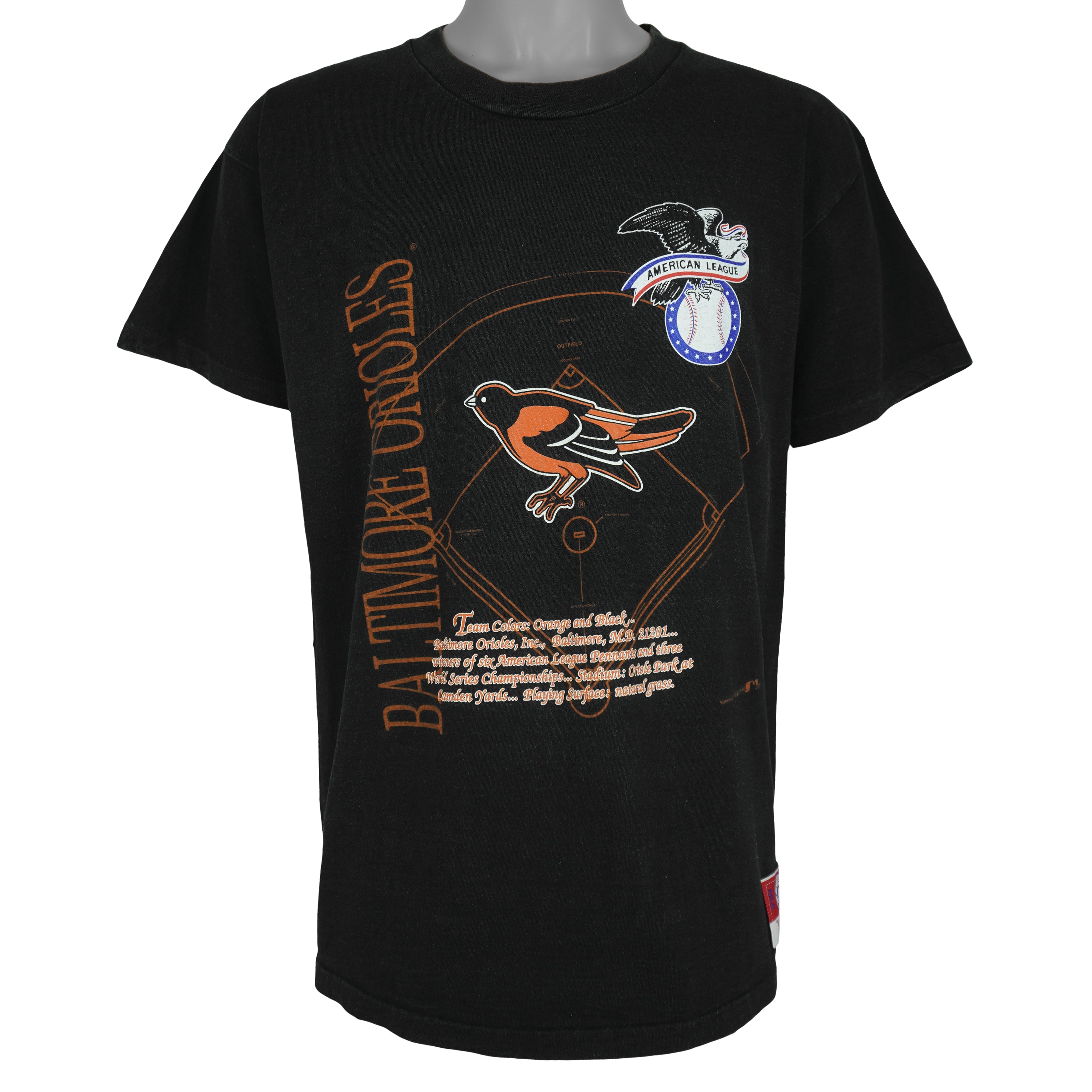 MLB (Nutmeg) - Baltimore Orioles Camden Yards Single Stitch T-Shirt 1992 X-Large Vintage Retro Baseball