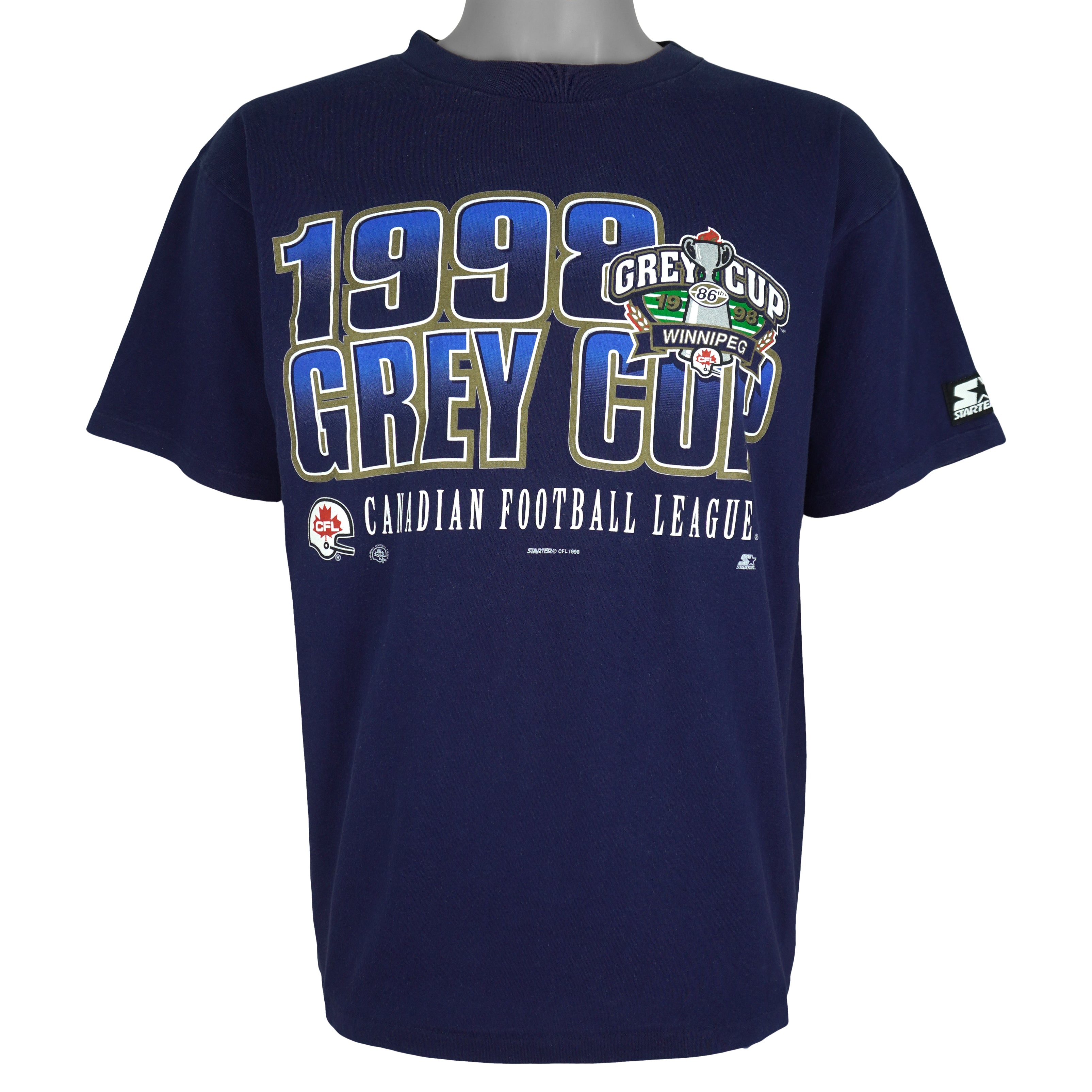 Starter (CFL) - Winnipeg Grey Cup Champions Single Stitch T-Shirt 1998 Large Vintage Retro Football