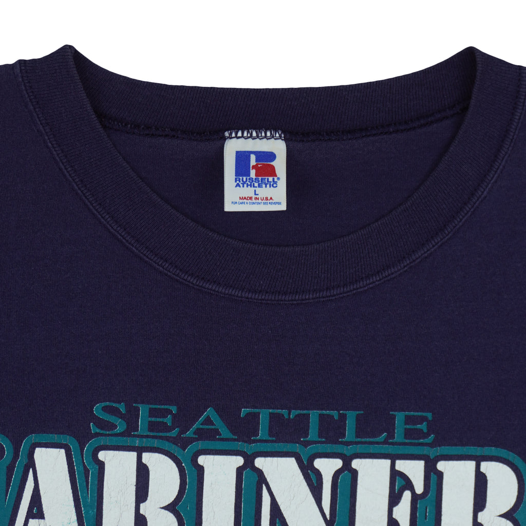 MLB (Russell Athletic) - Seattle Mariners Baseball T-Shirt 1996 Large Vintage Retro Baseball