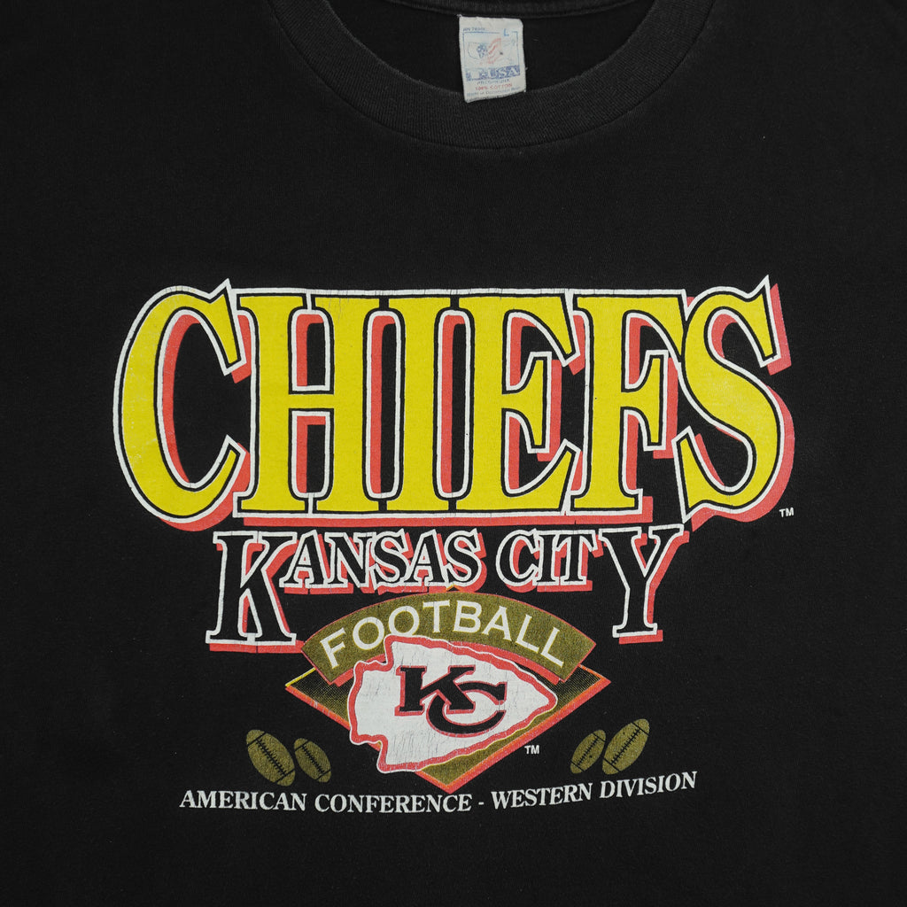 NFL (T-USA) - Kansas City Chiefs Football Single Stitch T-Shirt 1990s Large Vintage Retro Football