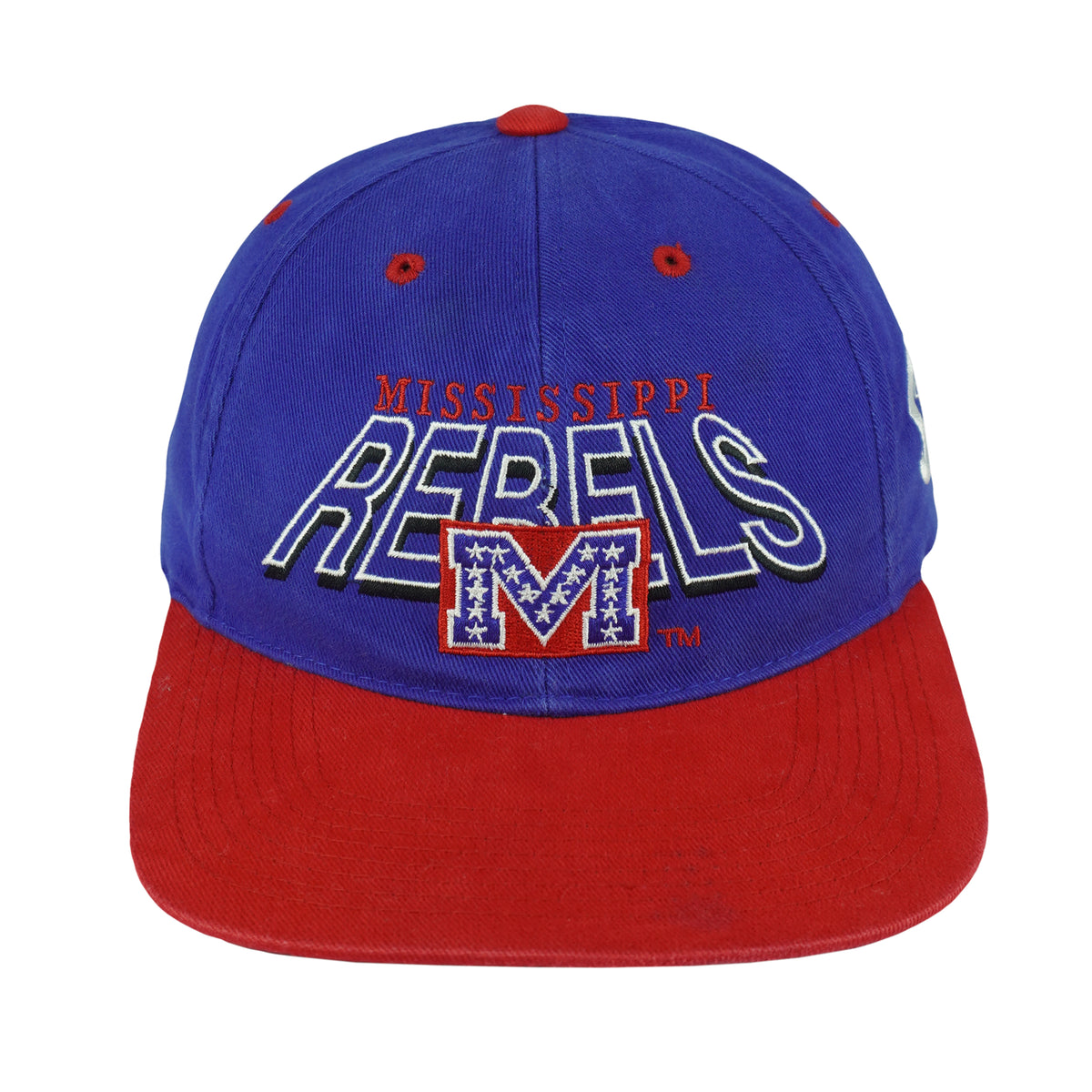 Vintage NCAA (Signature) - Mississippi Ole Miss Rebels Strapback Hat 1984 OSFA in blue and red