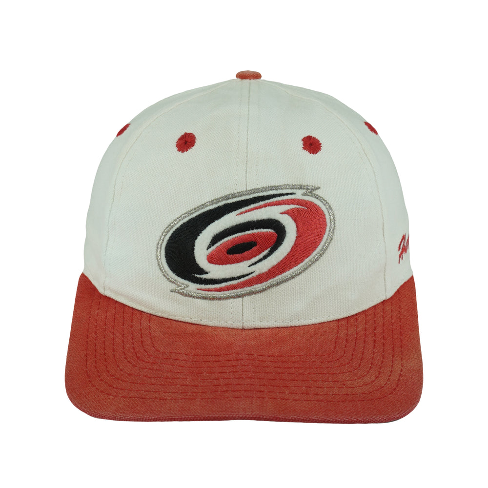 NHL (Russell Athletic) - Carolina Hurricanes Big Logo Snapback Hat 1990s OSFA Vintage Retro Hockey