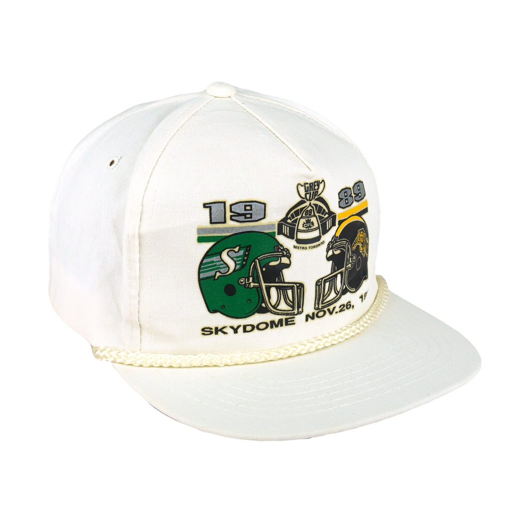 CFL - Roughriders VS Tiger Cats Grey Cup Snapback Hat 1989 OSFA Vintage Retro Football