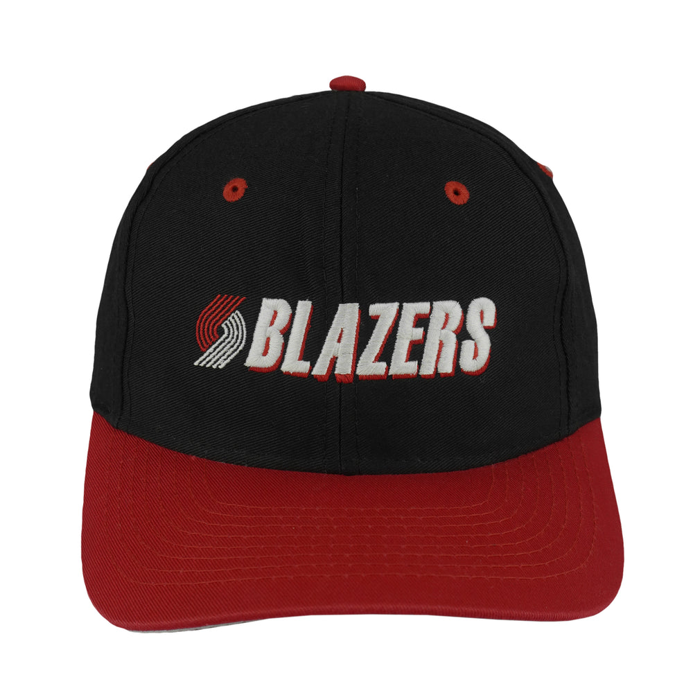 NBA - Black & Red Portland Blazers Snapback Hat 1990s OSFA Vintage Retro Baseball