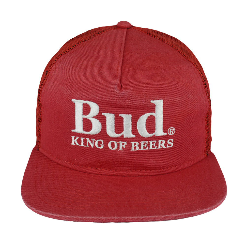 Budweiser - Red Bud King Of Beers Spell-Out Trucker Snapback Hat OSFA Vintage Retro