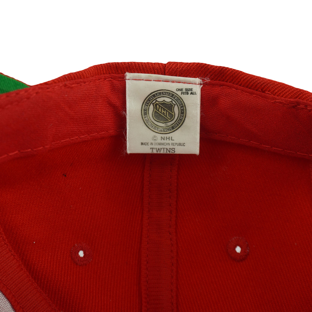 NHL (Twins) - Red Carolina Hurricanes Embroidered Snapback Hat 1990s OSFA Vintage Retro Hockey