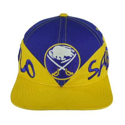 NHL - Yellow & Blue Buffalo Sabres Big Logo Snapback Hat 1990s OSFA