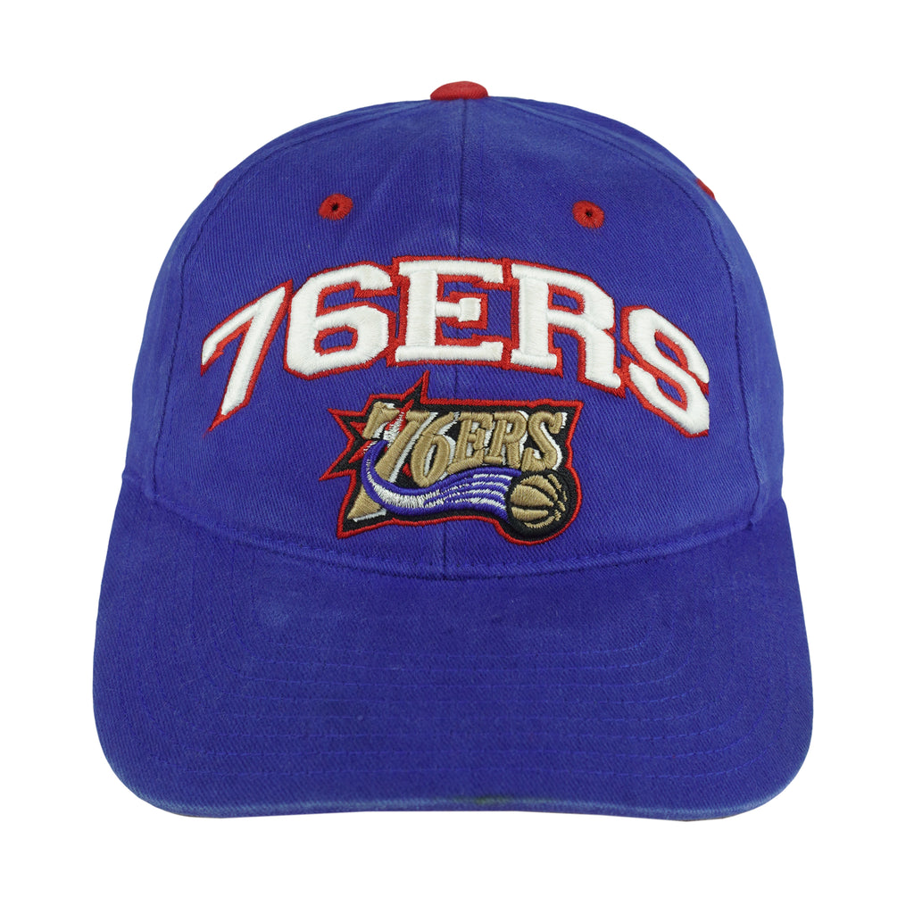 NBA (Annco) - Philadelphia 76ers Embroidered Strapback Hat 1990s OSFA Vintage Retro Basketball