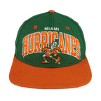 Vintage NCAA (Mitchell & Ness) - Miami Hurricanes Snapback Hat 2000s OSFA in green and orange