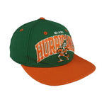 Vintage NCAA (Mitchell & Ness) - Miami Hurricanes Snapback Hat 2000s OSFA in green and orange