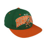 Vintage NCAA (Mitchell & Ness) - Miami Hurricanes Snapback Hat 2000s OSFA in green and orange
