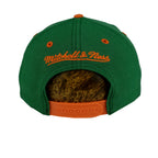 Vintage NCAA (Mitchell & Ness) - Miami Hurricanes Snapback Hat 2000s OSFA in green and orange