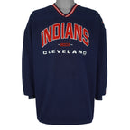 MLB (Lee) - Cleveland Indians V-Neck Sweatshirt 1990s Large Vintage Retro Baseball