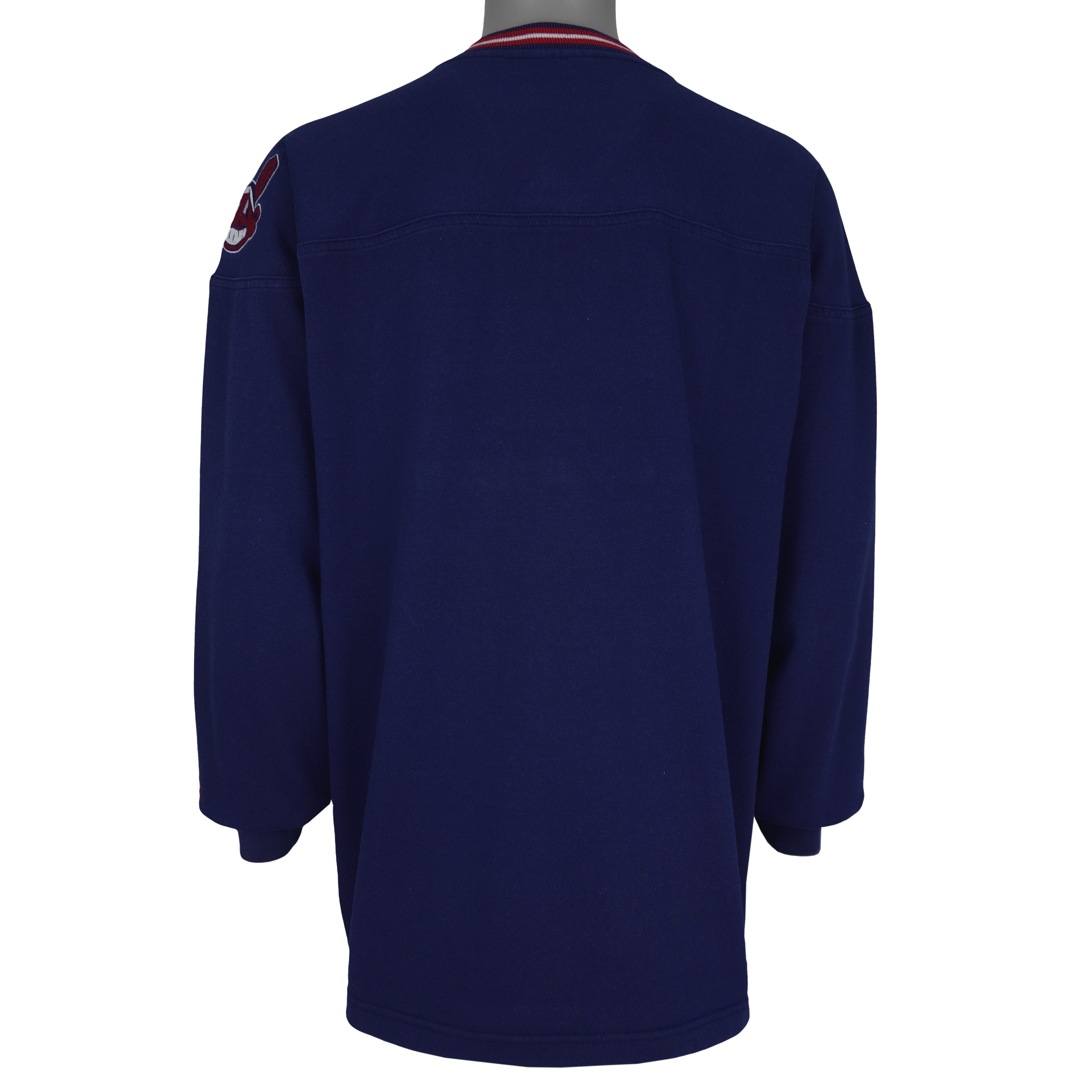 MLB (Lee) - Cleveland Indians V-Neck Sweatshirt 1990s Large Vintage Retro Baseball