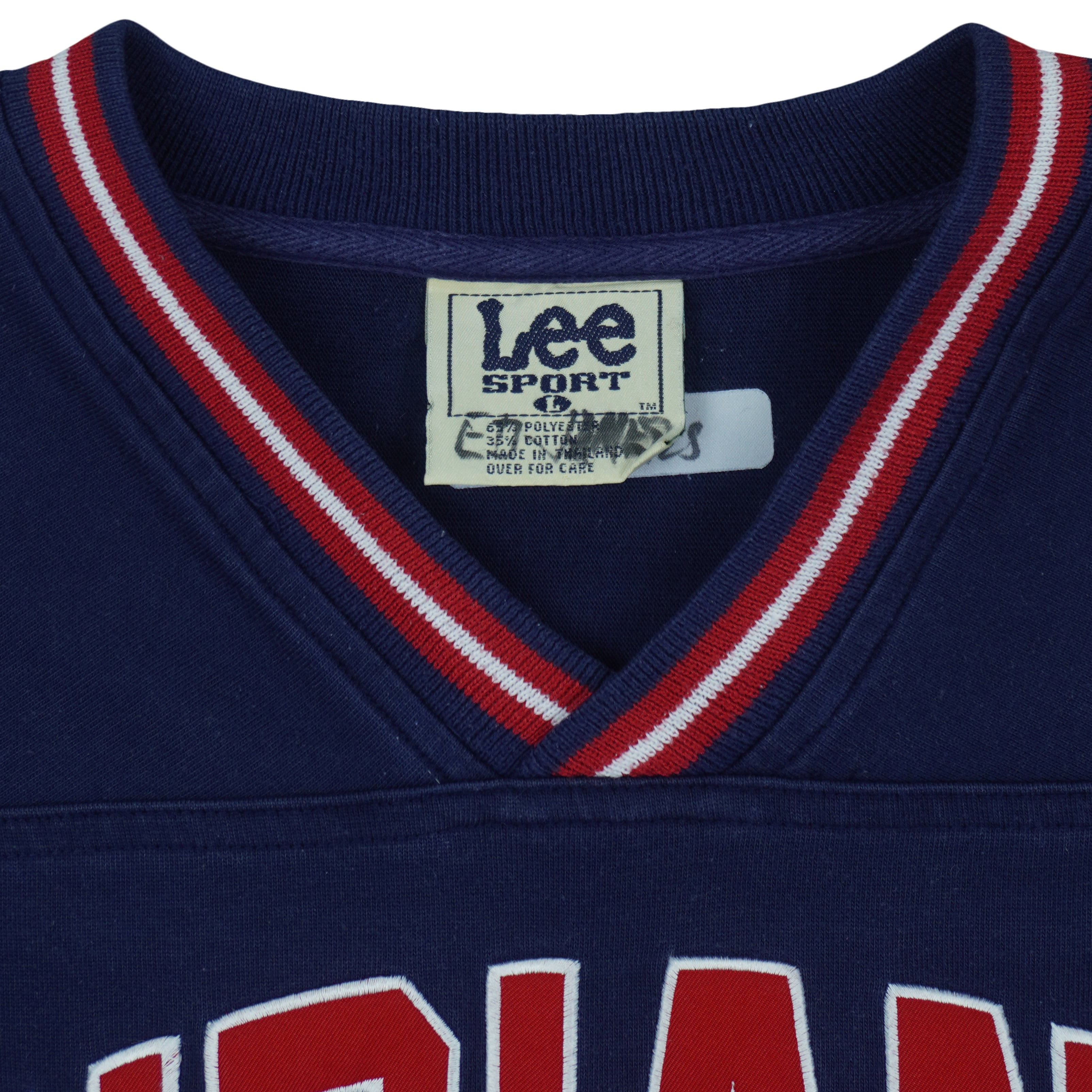 MLB (Lee) - Cleveland Indians V-Neck Sweatshirt 1990s Large Vintage Retro Baseball