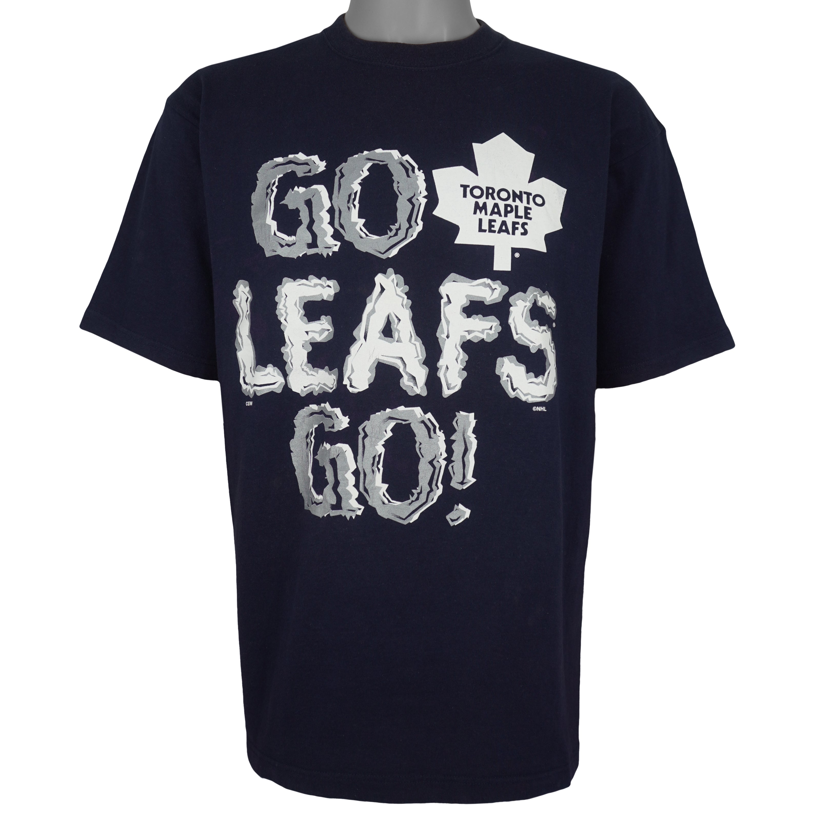 NHL (My Favourite Team) - Toronto Maple Leafs Go Leafs Go! T-Shirt 1990s Medium Vintage Retro Hockey