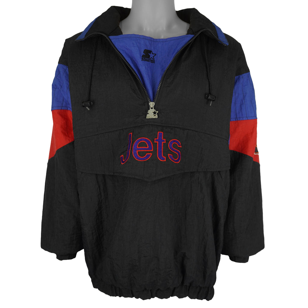 Starter (NHL) - New York Jets Hooded Puffer Jacket 1990s Large Vintage Retro Hockey