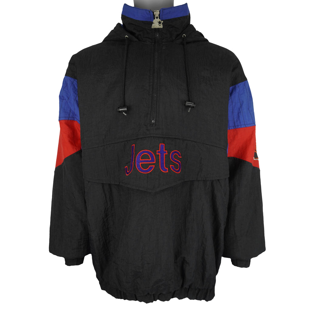 Starter (NHL) - New York Jets Hooded Puffer Jacket 1990s Large Vintage Retro Hockey