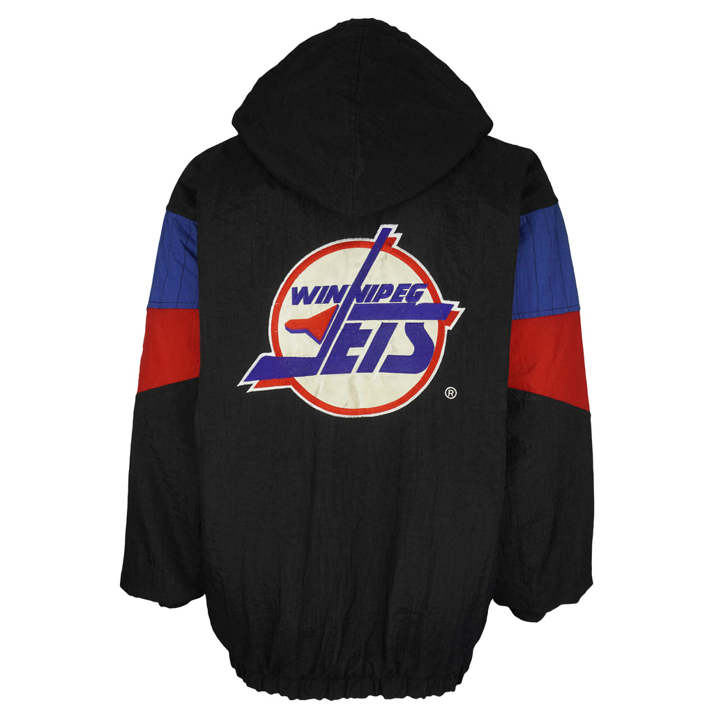 Starter (NHL) - New York Jets Hooded Puffer Jacket 1990s Large Vintage Retro Hockey