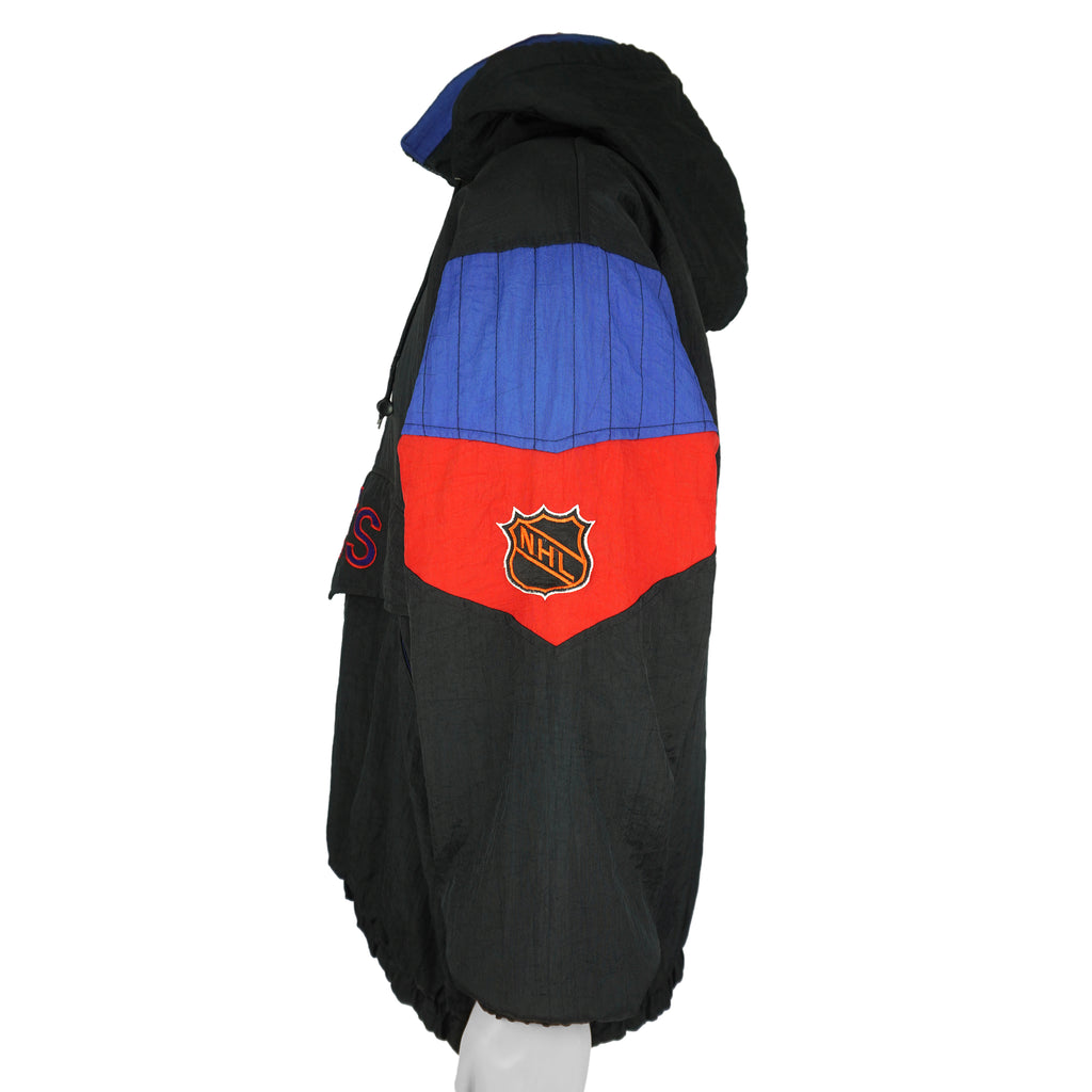 Starter (NHL) - New York Jets Hooded Puffer Jacket 1990s Large Vintage Retro Hockey