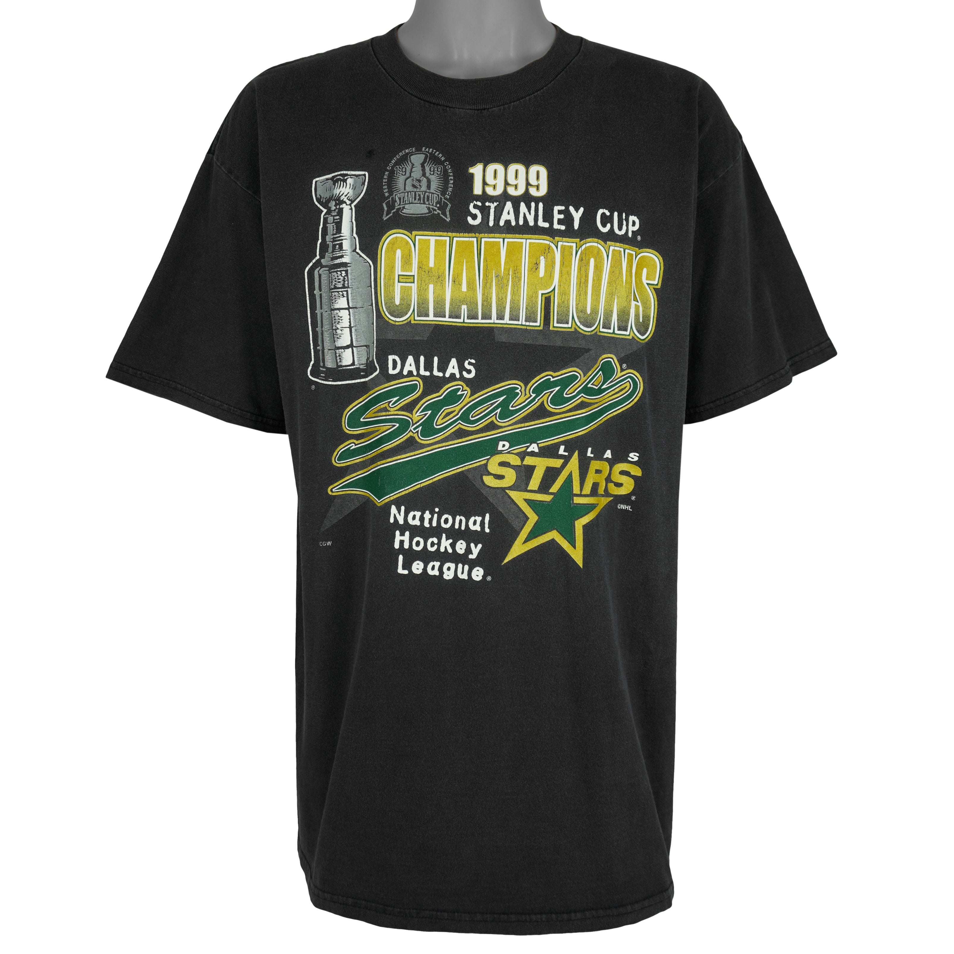 NHL (Waves) - Dallas Stars Stanley Cup Champions T-Shirt 1999 X-Large Vintage Retro Hockey