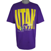 NBA (Hanes) - Utah Jazz Big Spell-Out T-Shirt 1990s XX-Large Vintage Retro Basketball