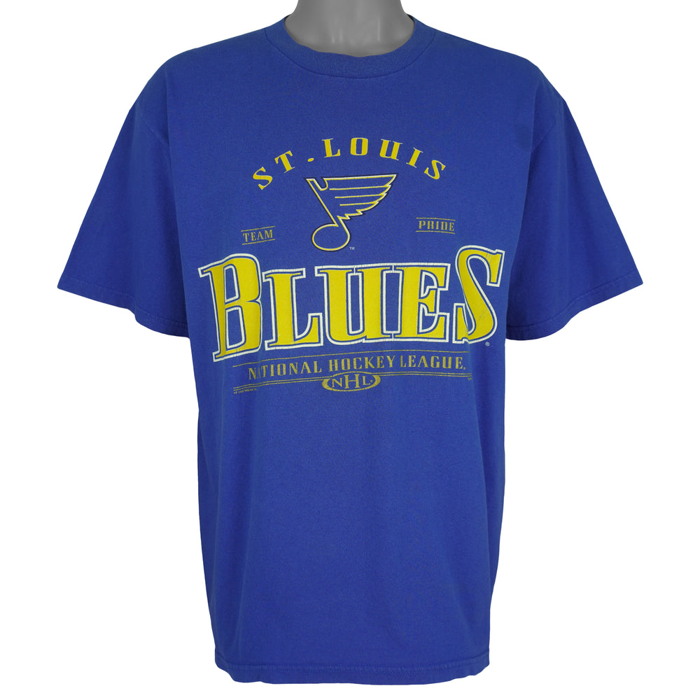 NHL (CSA) - St. Louis Blues Big Spell-Out T-Shirt 1990s Large Vintage Retro Hockey