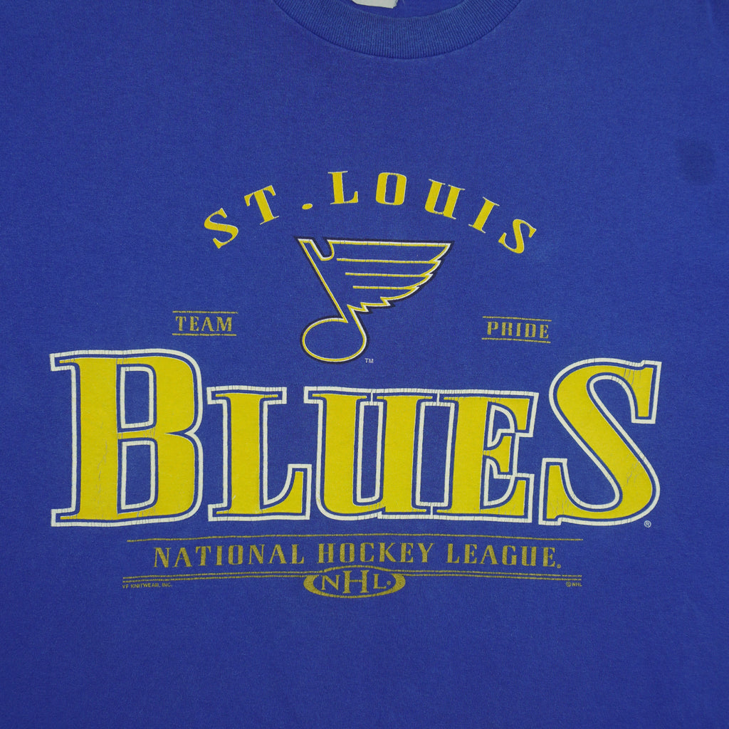 NHL (CSA) - St. Louis Blues Big Spell-Out T-Shirt 1990s Large Vintage Retro Hockey