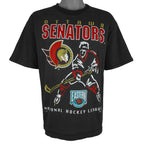 NHL (My Favourite Team) - Ottawa Senators Single Stitch T-Shirt 1990s Large Vintage Retro Hockey