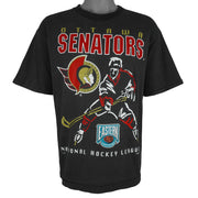 NHL (My Favourite Team) - Ottawa Senators Single Stitch T-Shirt 1990s Large Vintage Retro Hockey